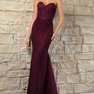 Fitted Bordeaux Mori Lee Bridesmaid Dress